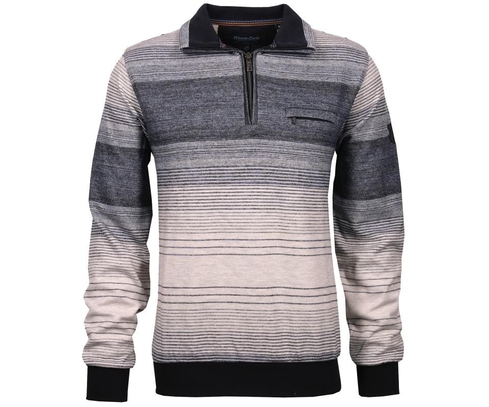 Mode Monte Carlo Sweatshirt Sweat-Shirt Troyer Zip Jeansblau grau von Mode Monte Carlo