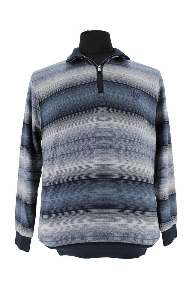 Mode Monte Carlo Sweatshirt Sweat-Shirt Troyer Zip Jeansblau grau von Mode Monte Carlo