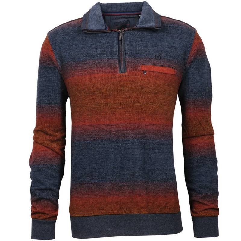 Mode Monte Carlo Sweatshirt Sweat-Shirt Troyer Zip Jeansblau mit Orange von Mode Monte Carlo