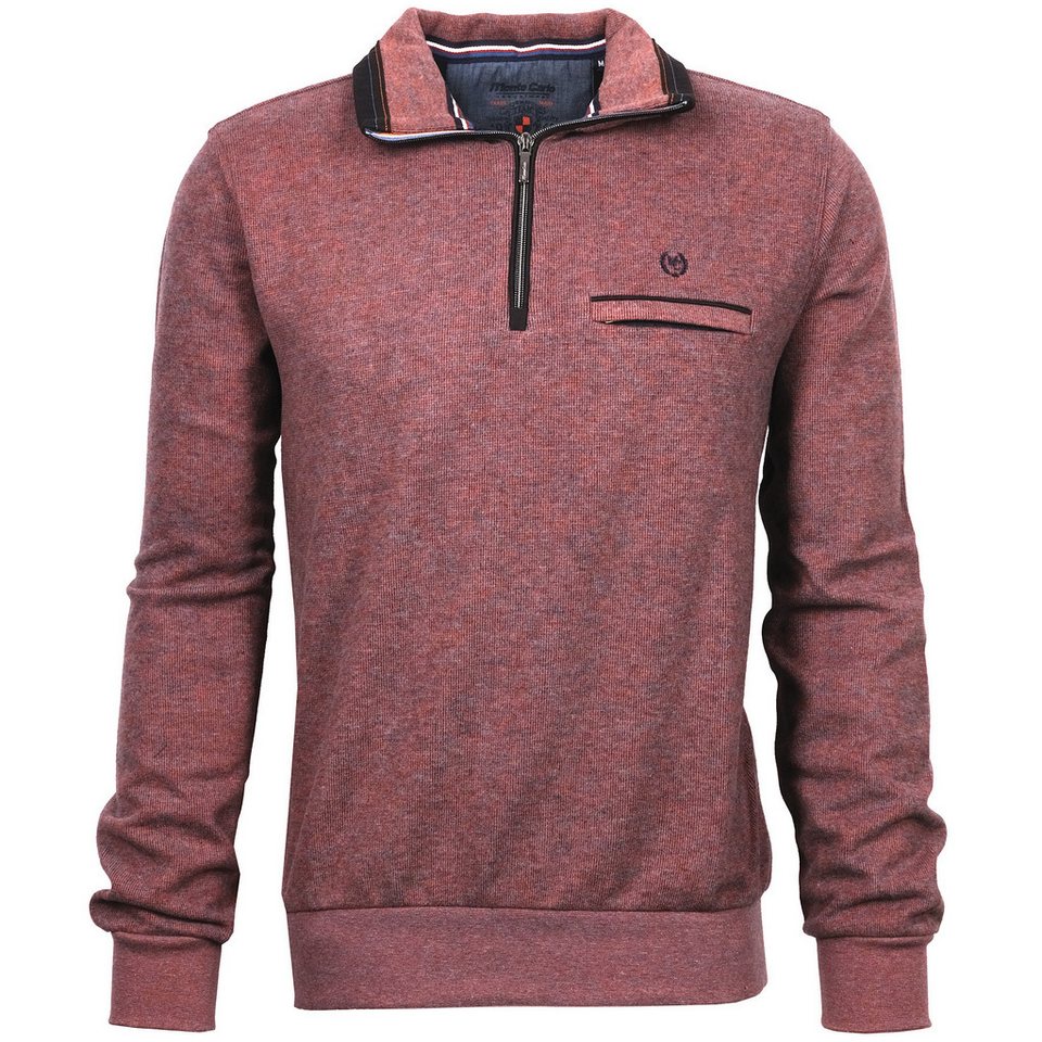 Mode Monte Carlo Sweatshirt Sweat-Shirt Troyer Zip Rost mit Blau von Mode Monte Carlo