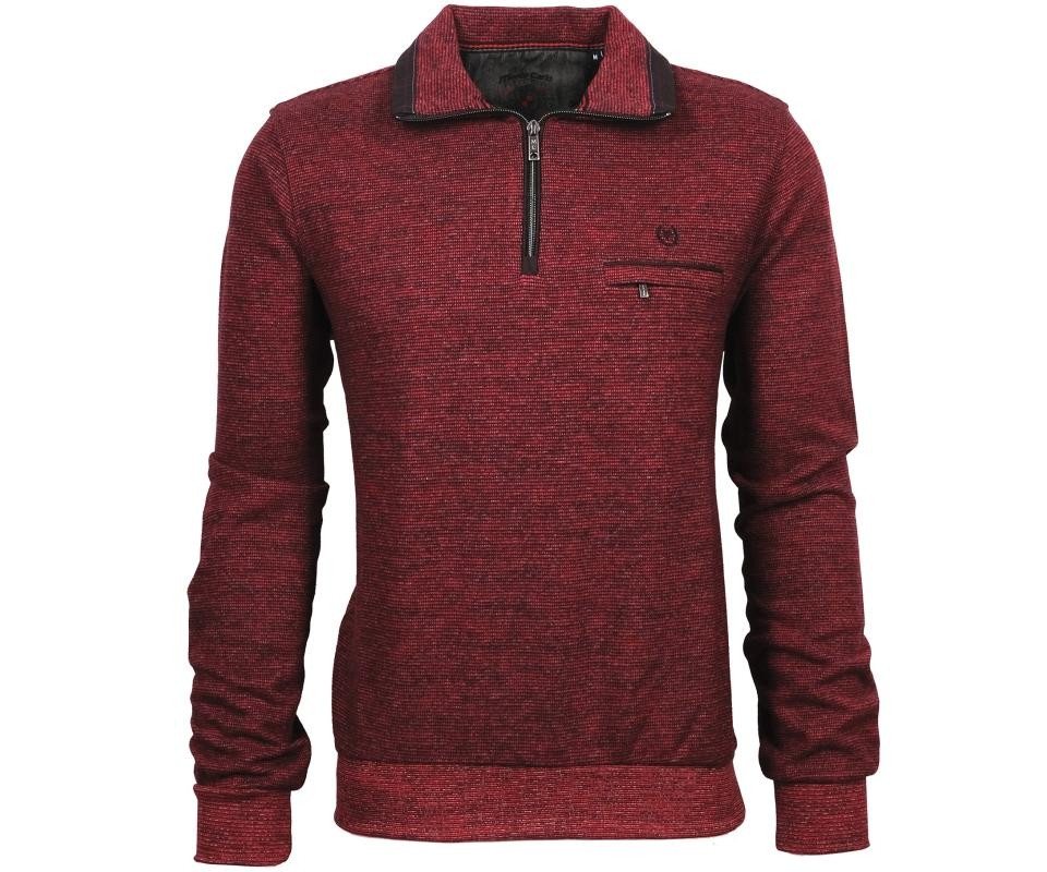 Mode Monte Carlo Sweatshirt Sweat-Shirt Troyer Zip Tomatenrot mit schwarz von Mode Monte Carlo