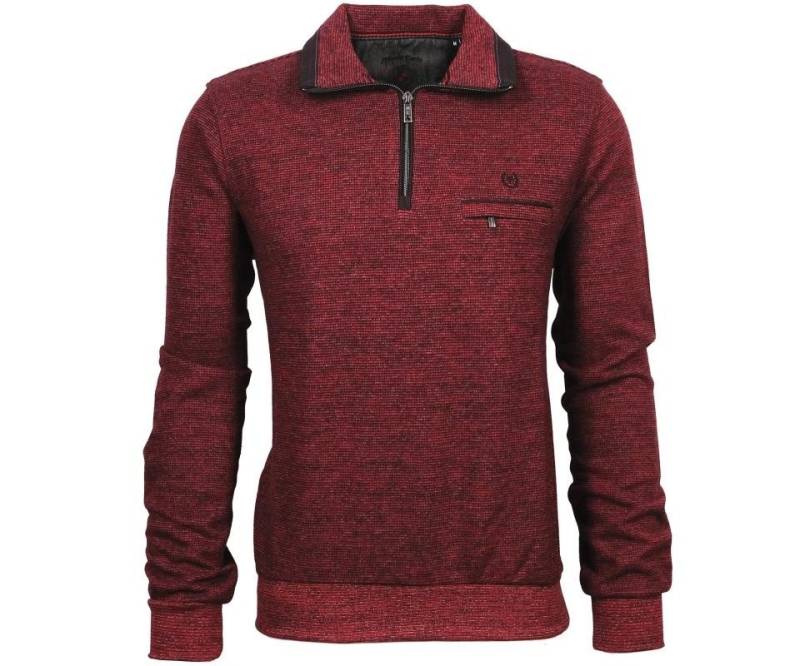 Mode Monte Carlo Sweatshirt Sweat-Shirt Troyer Zip Tomatenrot mit schwarz von Mode Monte Carlo