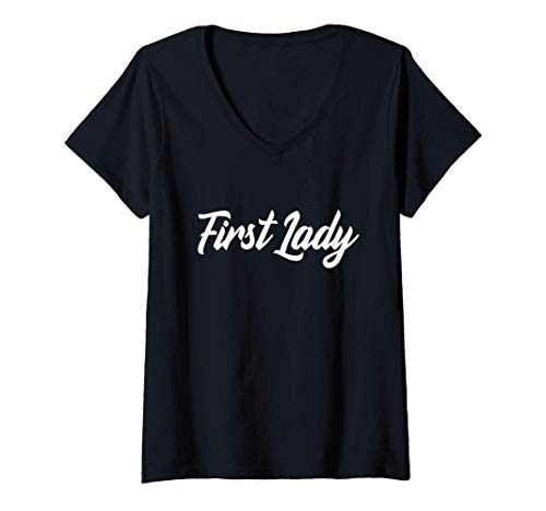 Damen Damen cooler Spruch First Lady T-Shirt mit V-Ausschnitt von Mode Style