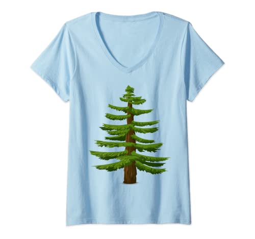 Damen Tannenbaum-Karikatur T-Shirt mit V-Ausschnitt von Mode Tees