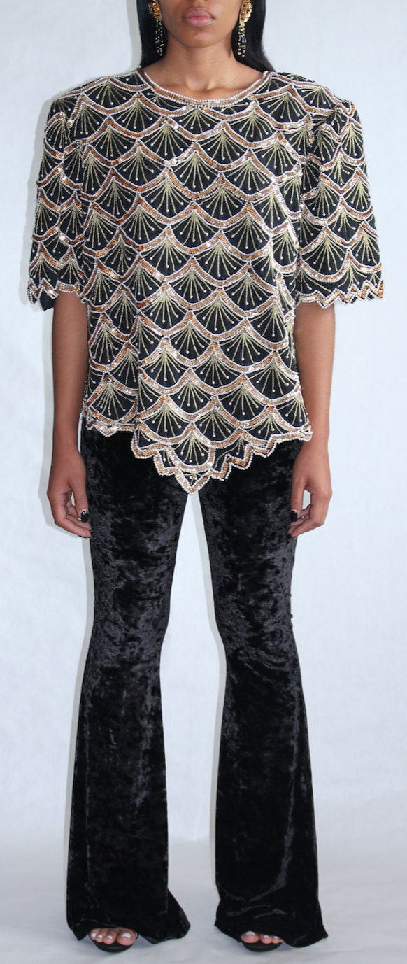 Vintage 1980Er Pailletten Disco Top von ModeAbattoirVintage