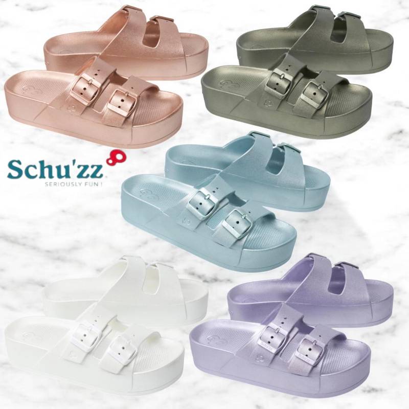 Claquette Plateau Slipper Damen Jeannette Nacré Von Schu'zz in 5 Farben von ModeEcho