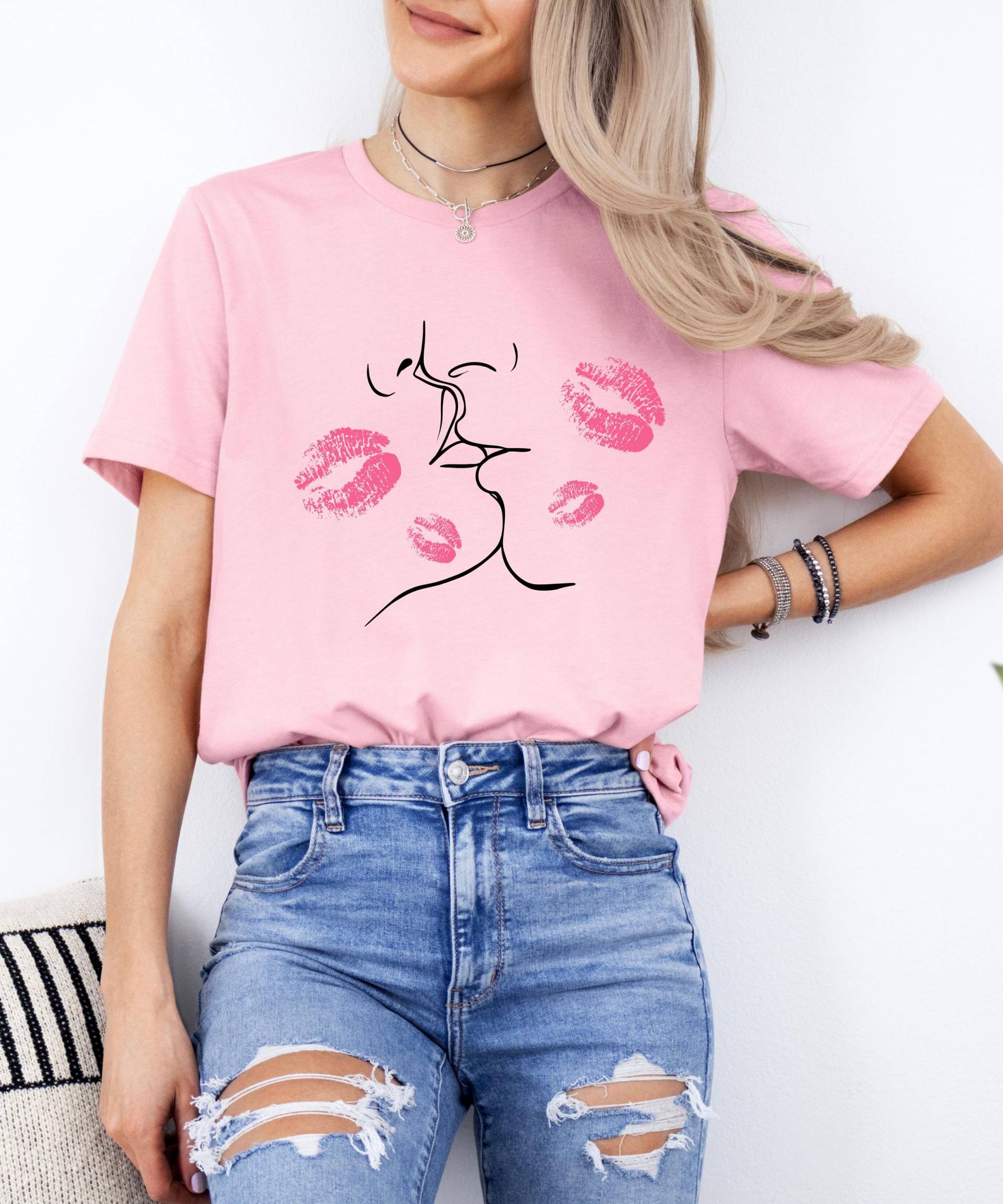 Liebe Shirt, Shirt Mit Küsse, T-Shirt, Frühling Sommer Für Frauen, Freundinnen von ModeMaerchen