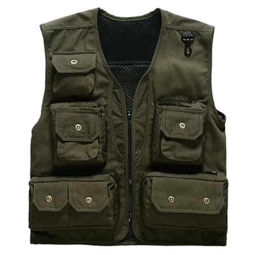 Anglerweste Herren Beige Multi-Taschened Ärmellose Jacke Wasserfest Atmungsaktiv Anglerwesten Schnelltrocknend Funktionsweste Sleeveless Freizeitweste Mit Reißverschluss Sommerweste von Modeewel