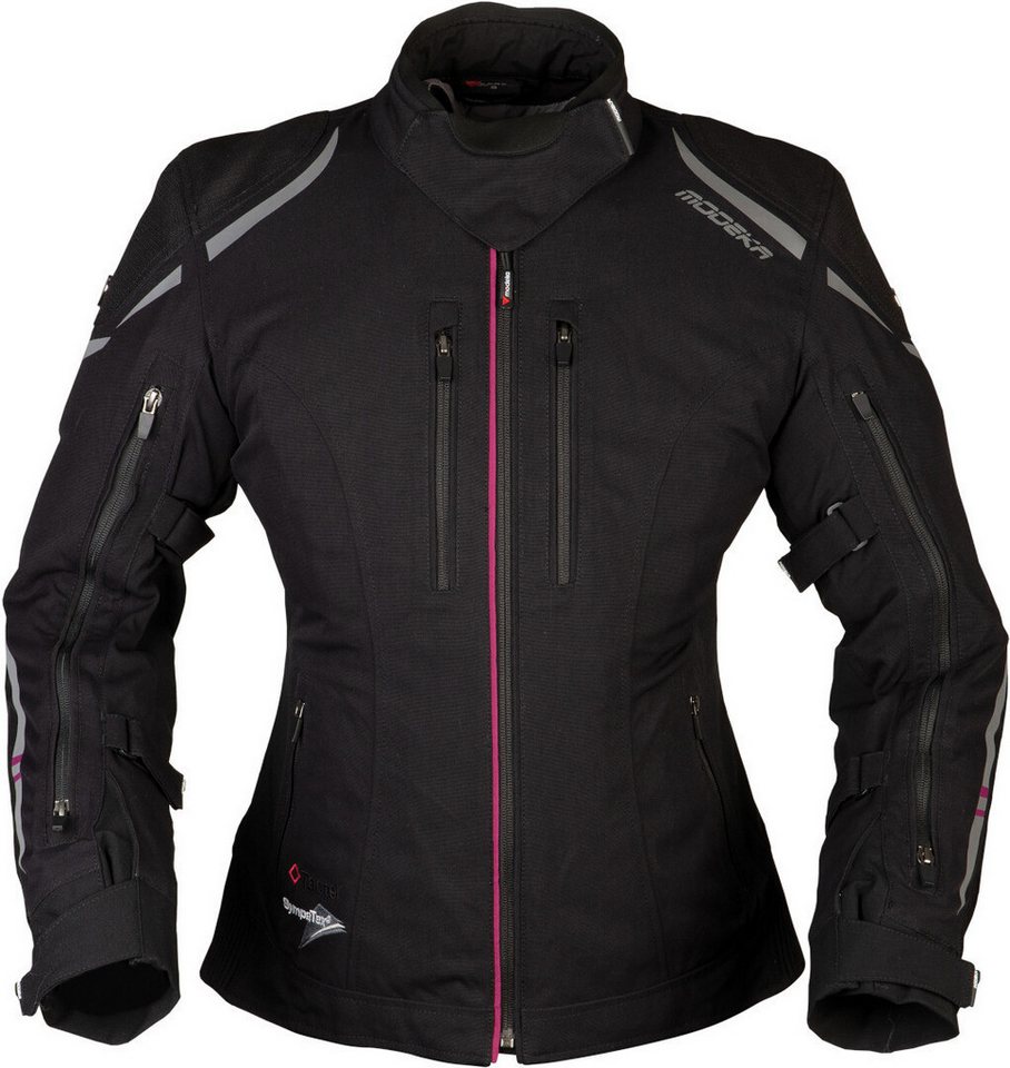 Modeka Motorradjacke Takuya Damen Motorrad Textiljacke (winddicht, mit Rückenprotektor) herausnehmbare Membrane von Modeka