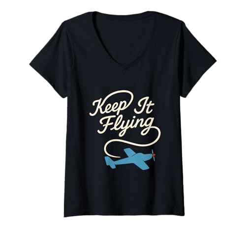 Damen RC Flugzeug Hubschrauber Pilot Fernbedienung Fliegen Hobby T-Shirt mit V-Ausschnitt Damen RC Flugzeug Hubschrauber Pilot Fernbedienung Fliegen Hobby T-Shirt mit V-Ausschnitt von Model Airplane Club RC Aviator Gift Simulator