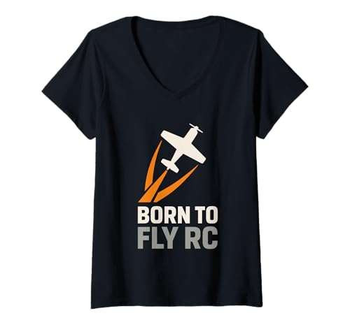 Damen RC Flugzeug Hubschrauber Pilot Fernbedienung Fliegen Hobby T-Shirt mit V-Ausschnitt Damen RC Flugzeug Hubschrauber Pilot Fernbedienung Fliegen Hobby T-Shirt mit V-Ausschnitt von Model Airplane Club RC Aviator Gift Simulator