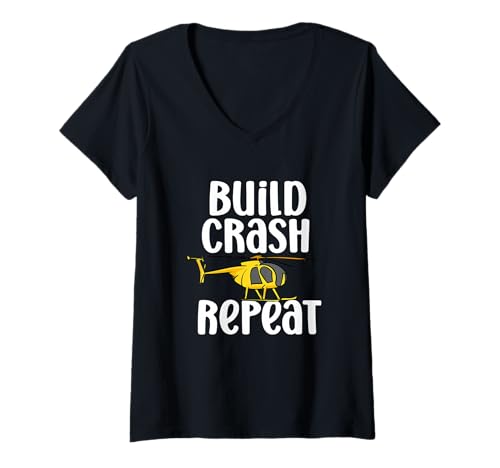 Damen RC Hubschrauber Modell Hubschrauber Ferngesteuerter Hubschrauber T-Shirt mit V-Ausschnitt Damen RC Hubschrauber Modell Hubschrauber Ferngesteuerter Hubschrauber T-Shirt mit V-Ausschnitt von Model Aviation RC Helicopter Hobby Funny RC Pilot