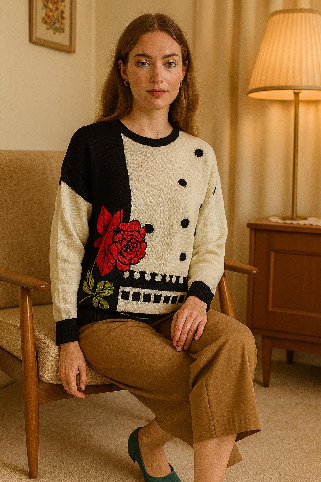 1960Er Pullover Made in Western Germany/Punkte Bluse Hippie Blumen Bestickte 1960Er Pullover Made in Western Germany/Punkte Bluse Hippie Blumen Bestickte von Modelab