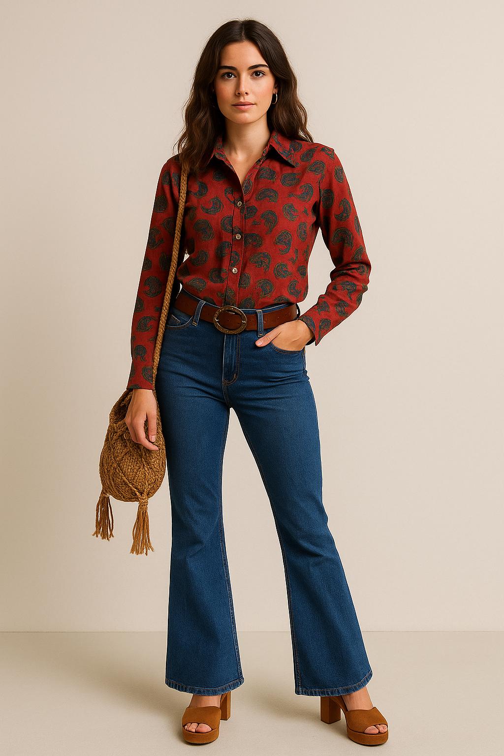 1980Er Jahre Cacharel Paris Paisley Button-Down-Hemd - Vintage Rote Seide/Mix-statement-Bluse 1980Er Jahre Cacharel Paris Paisley Button-Down-Hemd - Vintage Rote Seide/Mix-statement-Bluse von Modelab