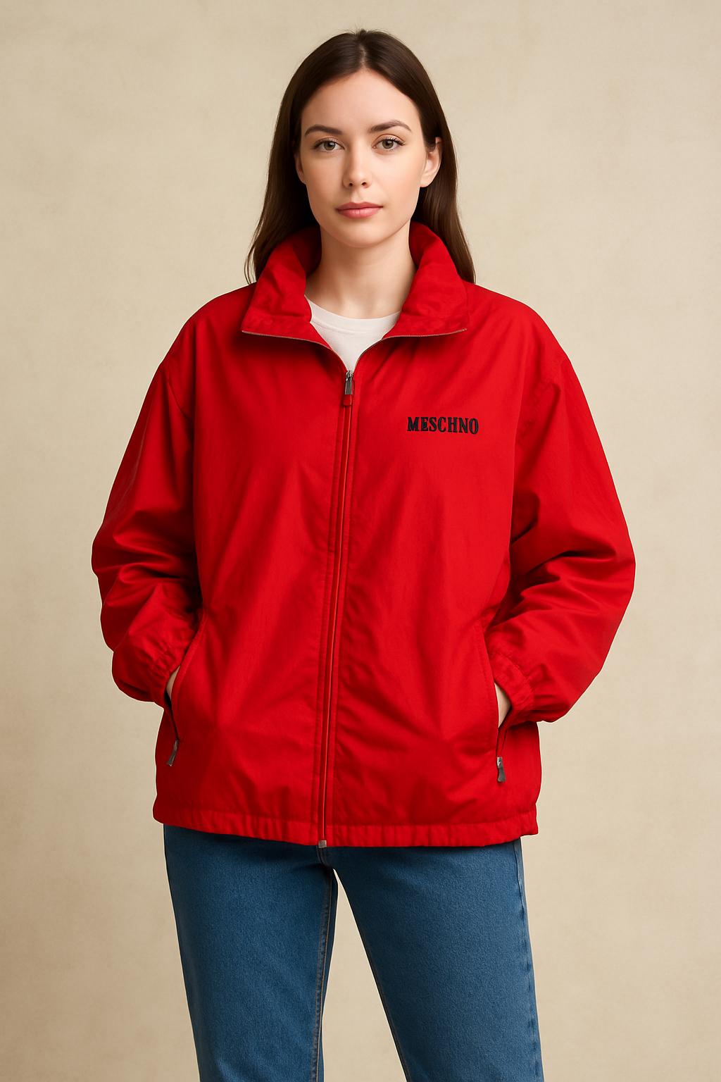 1990 Moschino Jeans Jacke , Knallrot Selten Windbreaker Anorak Unisex Large Usa 40, D 56 F 48 90S Vintage Sport 1990 Moschino Jeans Jacke , Knallrot Selten Windbreaker Anorak Unisex Large Usa 40, D 56 F 48 90S Vintage Sport von Modelab