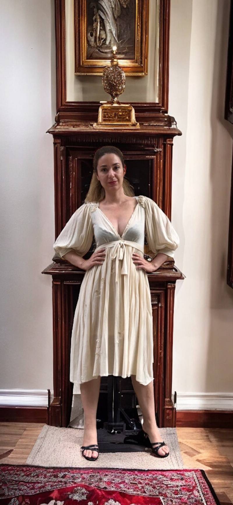 Bezauberndes 70Er Jahre Vintage Kleid Aus Wolle - Neu Verarbeitet Mit Eleganten Spitzenblüten Im Retro Midi Stil von Modelab