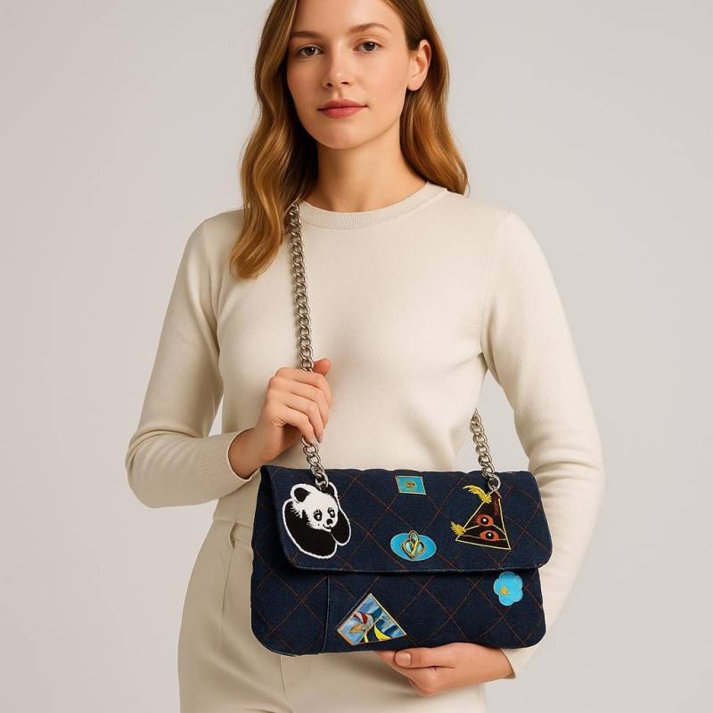 Mode Labor Tasche/Denim Panda Handgemachte Sommertasche Limitierte Aplikationen Designer von Modelab