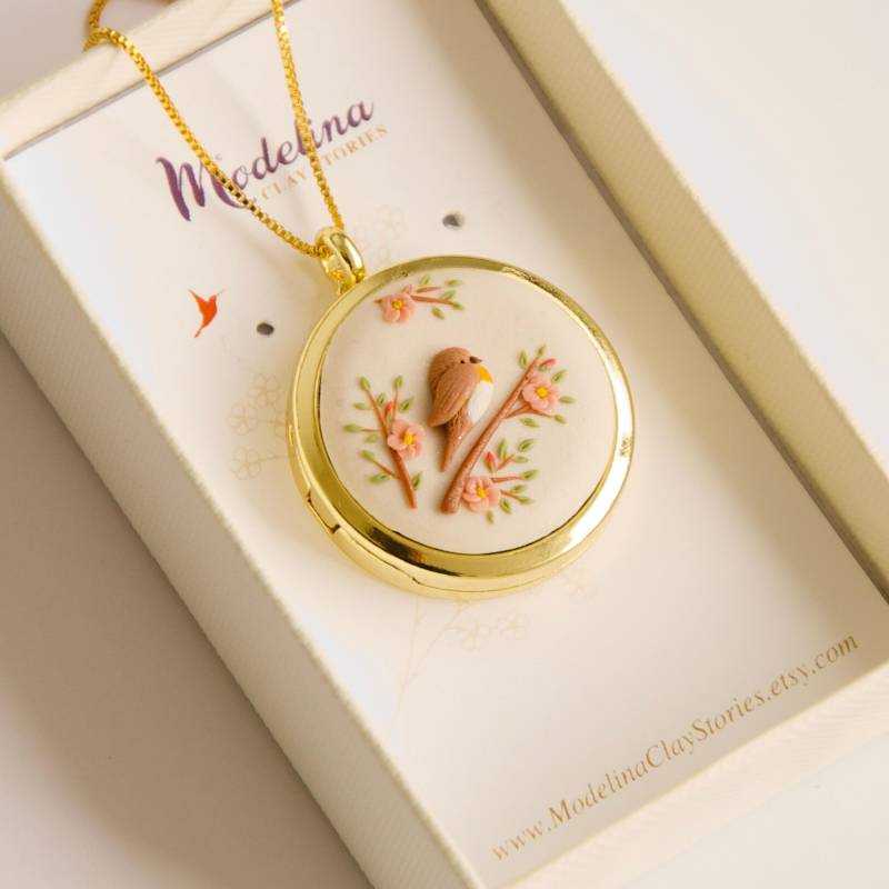 Robin Foto Medaillon Halskette - Geburtstag Mutter Tages Geschenk in Erinnerung Sympathie Ehemann Gedenkstätte Silberkette Tm von ModelinaClayStories