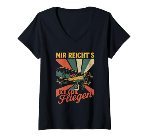 Damen Mir Reicht's Ich Gehe Fliegen - Modellflugzeug T-Shirt mit V-Ausschnitt Damen Mir Reicht's Ich Gehe Fliegen - Modellflugzeug T-Shirt mit V-Ausschnitt von Modellbau Modellflieger Pilot Gleitflieger Piloten