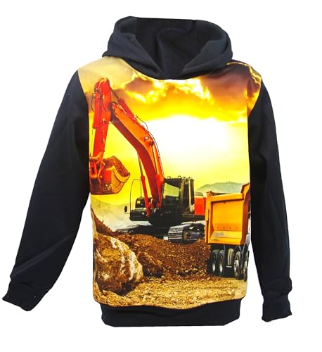 Moderei Jungen Langarm Pullover mit Bagger Motiven, Größen 98-128 (DE/NL/SE/PL, Numerisch, 98, Regular, Indigo-Blau) von Moderei