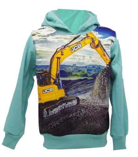 Moderei Jungen Langarm Pullover mit Bagger Motiven, Größen 98-128 (Gr.110, Grün) von Moderei