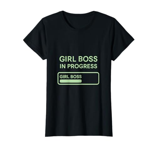 Empowerment von Girl Boss in Progress in Neongrün T-Shirt von Modern Aesthetic Design Studio