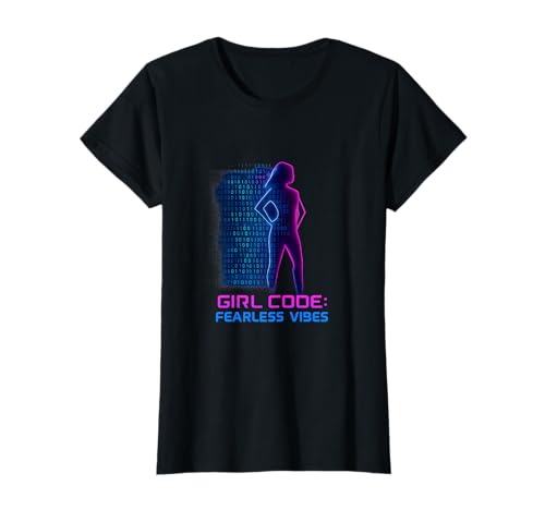Girl Power Code Fearless Neon Binär-Design T-Shirt Girl Power Code Fearless Neon Binär-Design T-Shirt von Modern Aesthetic Design Studio