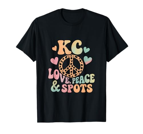 KC Damen Pastell Leopard Tie Dye Love Peace Spots T-Shirt KC Damen Pastell Leopard Tie Dye Love Peace Spots T-Shirt von Modern Aesthetic Design Studio