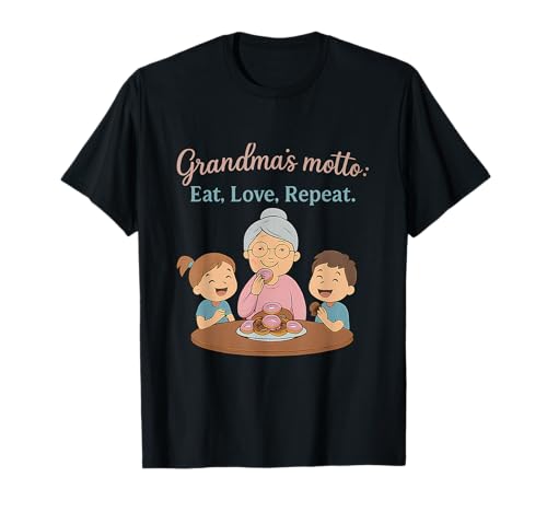 Oma's Motto Eat Love Repeat Donuts Kinder Neuheit T-Shirt Oma's Motto Eat Love Repeat Donuts Kinder Neuheit T-Shirt von Modern Aesthetic Design Studio