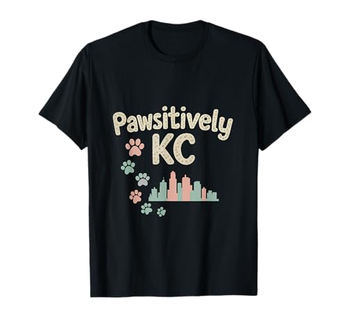 Pawsitively KC Damen Skyline mit Leopardenpfotenabdruck T-Shirt Pawsitively KC Damen Skyline mit Leopardenpfotenabdruck T-Shirt von Modern Aesthetic Design Studio