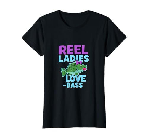 Reel Damen Love Bass Angeln Jagd Humor T-Shirt von Modern Aesthetic Design Studio