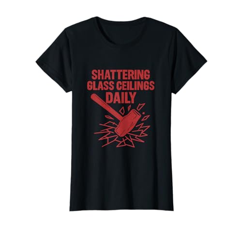 Shattering Glass Ceiling Daily Girl Power Rot/Weiß T-Shirt Shattering Glass Ceiling Daily Girl Power Rot/Weiß T-Shirt von Modern Aesthetic Design Studio