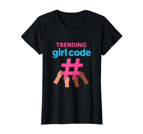 Trending Girl Code Hashtag Kette Magenta und Cyan T-Shirt von Modern Aesthetic Design Studio