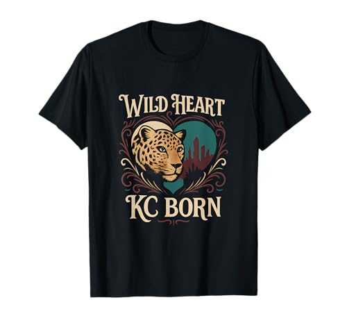 Wild Heart KC Leopard Skyline Damen Grafikdesign T-Shirt Wild Heart KC Leopard Skyline Damen Grafikdesign T-Shirt von Modern Aesthetic Design Studio