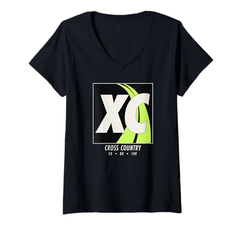 Damen Moderne Langlaufkunst, minimalistisches XC-Grafikdesign T-Shirt mit V-Ausschnitt Damen Moderne Langlaufkunst, minimalistisches XC-Grafikdesign T-Shirt mit V-Ausschnitt von Modern Cross Country Apparel MCMA