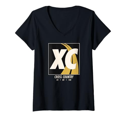 Damen Moderne Langlaufkunst, minimalistisches XC-Grafikdesign T-Shirt mit V-Ausschnitt Damen Moderne Langlaufkunst, minimalistisches XC-Grafikdesign T-Shirt mit V-Ausschnitt von Modern Cross Country Apparel MCMA
