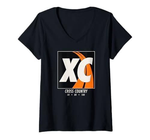 Damen Moderne Langlaufkunst, minimalistisches XC-Grafikdesign T-Shirt mit V-Ausschnitt Damen Moderne Langlaufkunst, minimalistisches XC-Grafikdesign T-Shirt mit V-Ausschnitt von Modern Cross Country Apparel MCMA