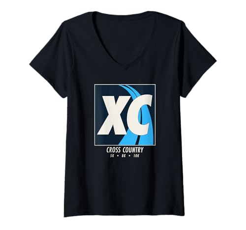 Damen Moderne Langlaufkunst, minimalistisches XC-Grafikdesign T-Shirt mit V-Ausschnitt Damen Moderne Langlaufkunst, minimalistisches XC-Grafikdesign T-Shirt mit V-Ausschnitt von Modern Cross Country Apparel MCMA