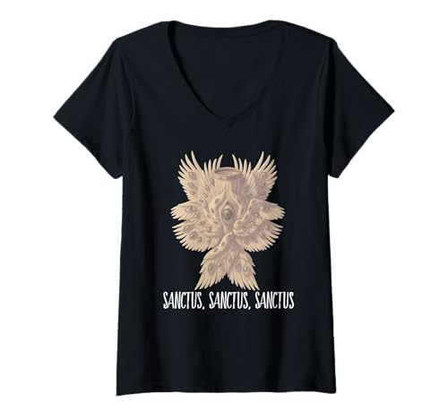 Damen Biblisch korrekte Engel Seraphim Erzengelbibel Katholisch T-Shirt mit V-Ausschnitt von Modern Day Catholic Designs