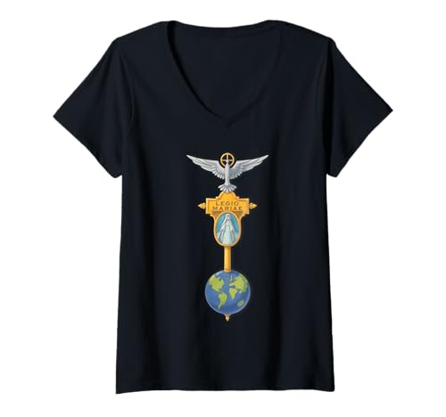 Damen Katholische Legion Mariens Unserer Lieben Frau T-Shirt mit V-Ausschnitt von Modern Day Catholic Designs