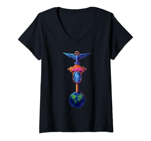 Damen Katholische Legion Mariens Unserer Lieben Frau T-Shirt mit V-Ausschnitt von Modern Day Catholic Designs