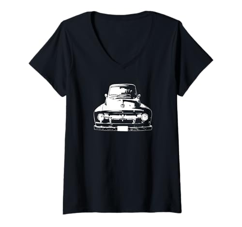 Damen 1956 Classic American Pickup Truck Shirt T-Shirt mit V-Ausschnitt Damen 1956 Classic American Pickup Truck Shirt T-Shirt mit V-Ausschnitt von Modern Rodder