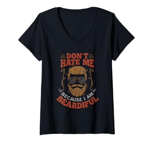 Damen Bearded Daddy Herren Bart Bearded Dad Lustiger Bart T-Shirt mit V-Ausschnitt von Modern Tees Beard Tshirts