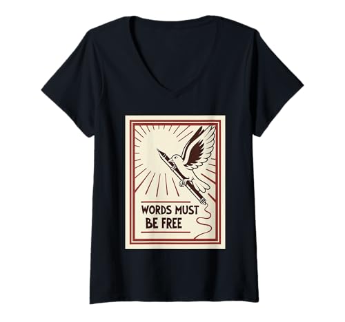 Damen Starker visueller Slogan für freie Meinungsäußerung T-Shirt mit V-Ausschnitt Damen Starker visueller Slogan für freie Meinungsäußerung T-Shirt mit V-Ausschnitt von Modern graphic freedom of speech artwork