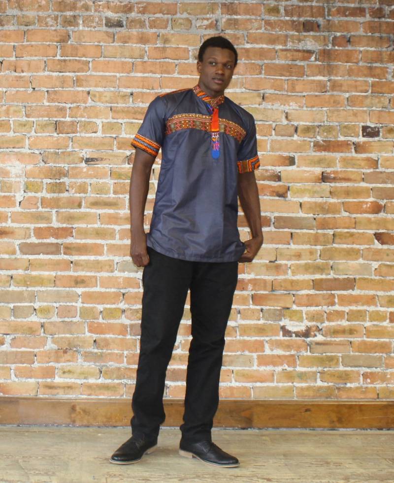 Graues Dashiki Shirt von ModernAfrica