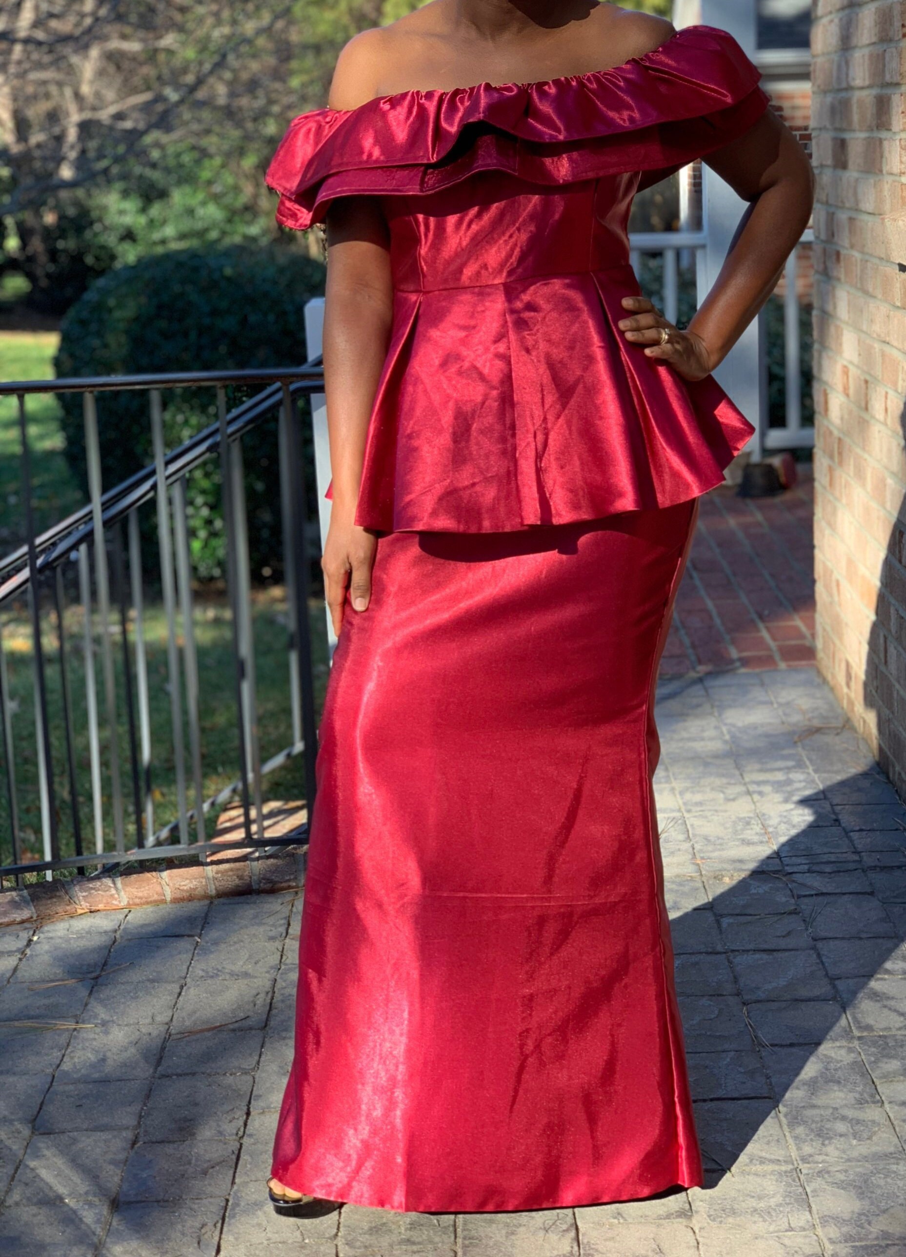 Roter Zweiteiler Peplum von ModernAfrica