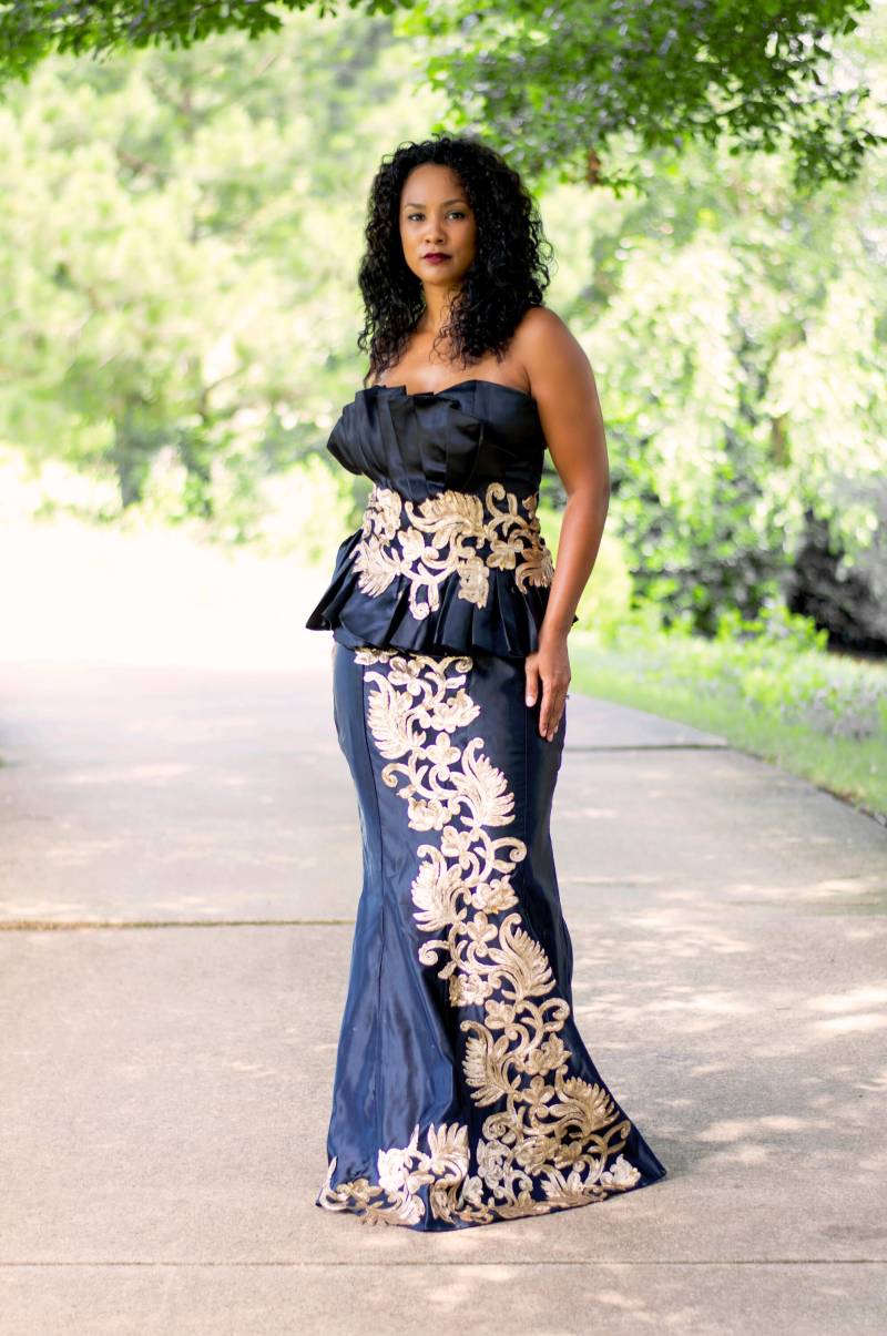 Zweiteiliges Bustier Peplum Und Rockkleid von ModernAfrica