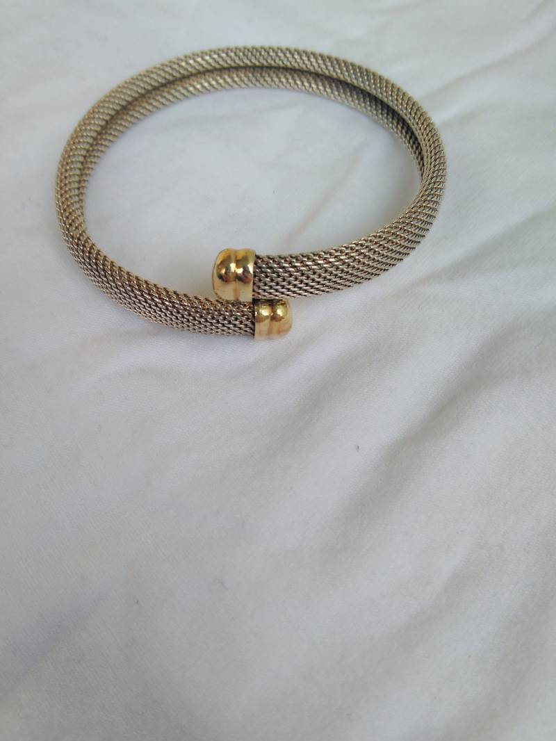 Gewebte Sterling Silber Armreif Mit Vergoldeten Enden Verstellbar Gewebte Sterling Silber Armreif Mit Vergoldeten Enden Verstellbar von ModernArmory