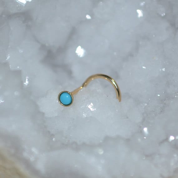 2mm Türkiser Nasenstecker 20G - Gold Nasenring Tragus Ohrstecker Helix Knorpelstecker Nasenschraube von ModernJewelBoutique