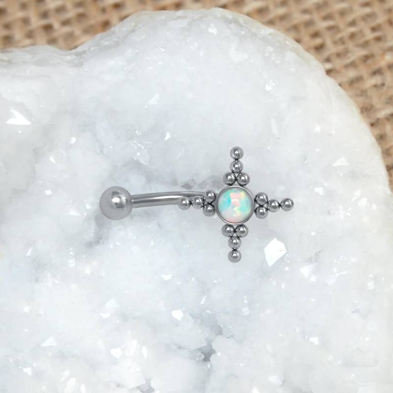 Augenbrauen Piercing - Chirurgenstahl Augenbraue Banana Barbell Von Außen Mit Gewinde Versehener Turmalin Schmuck Knorpel Ohrring Opal von ModernJewelBoutique
